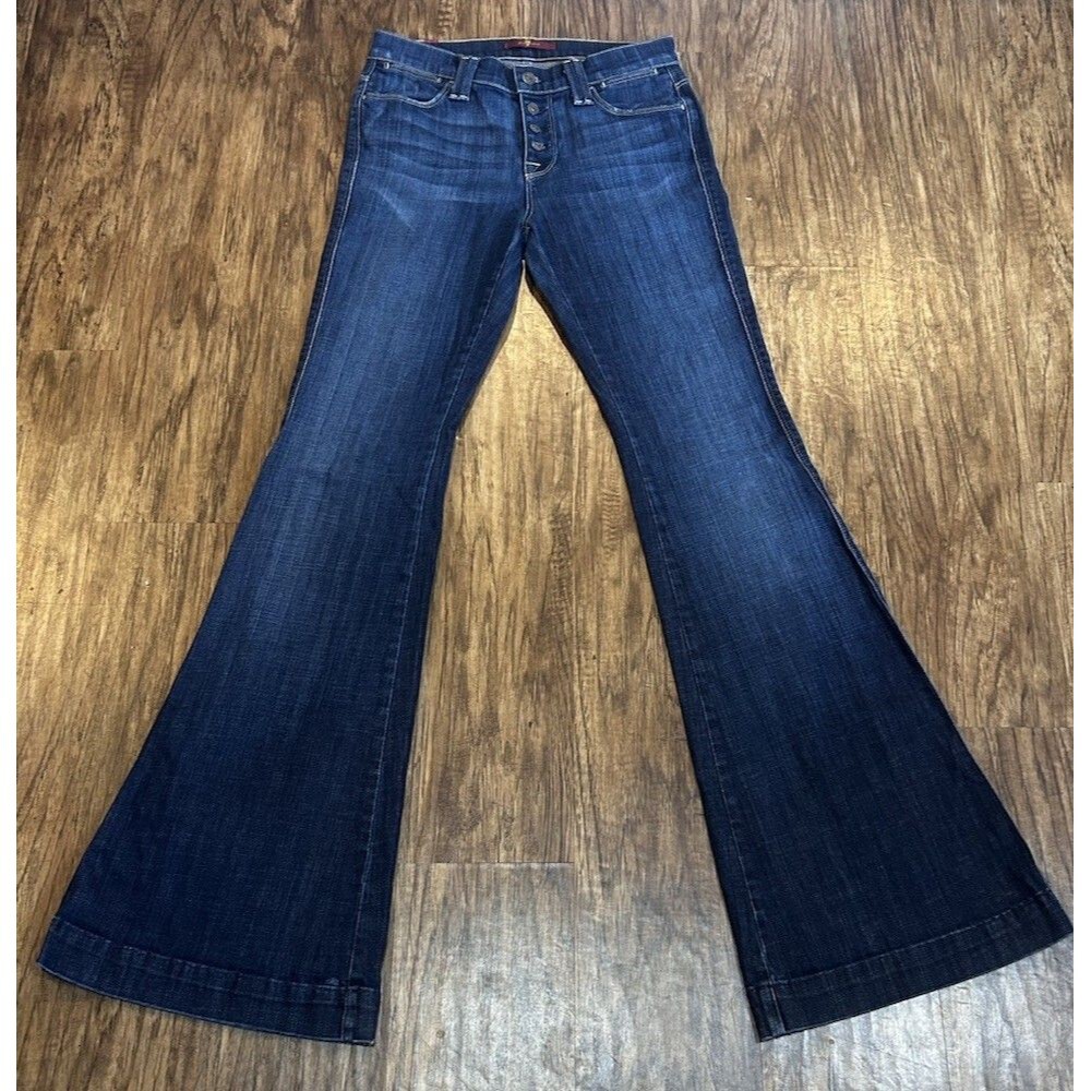 Seven For All Mankind Womens 24 (27x32) Flare Jeans Button Fly Boho